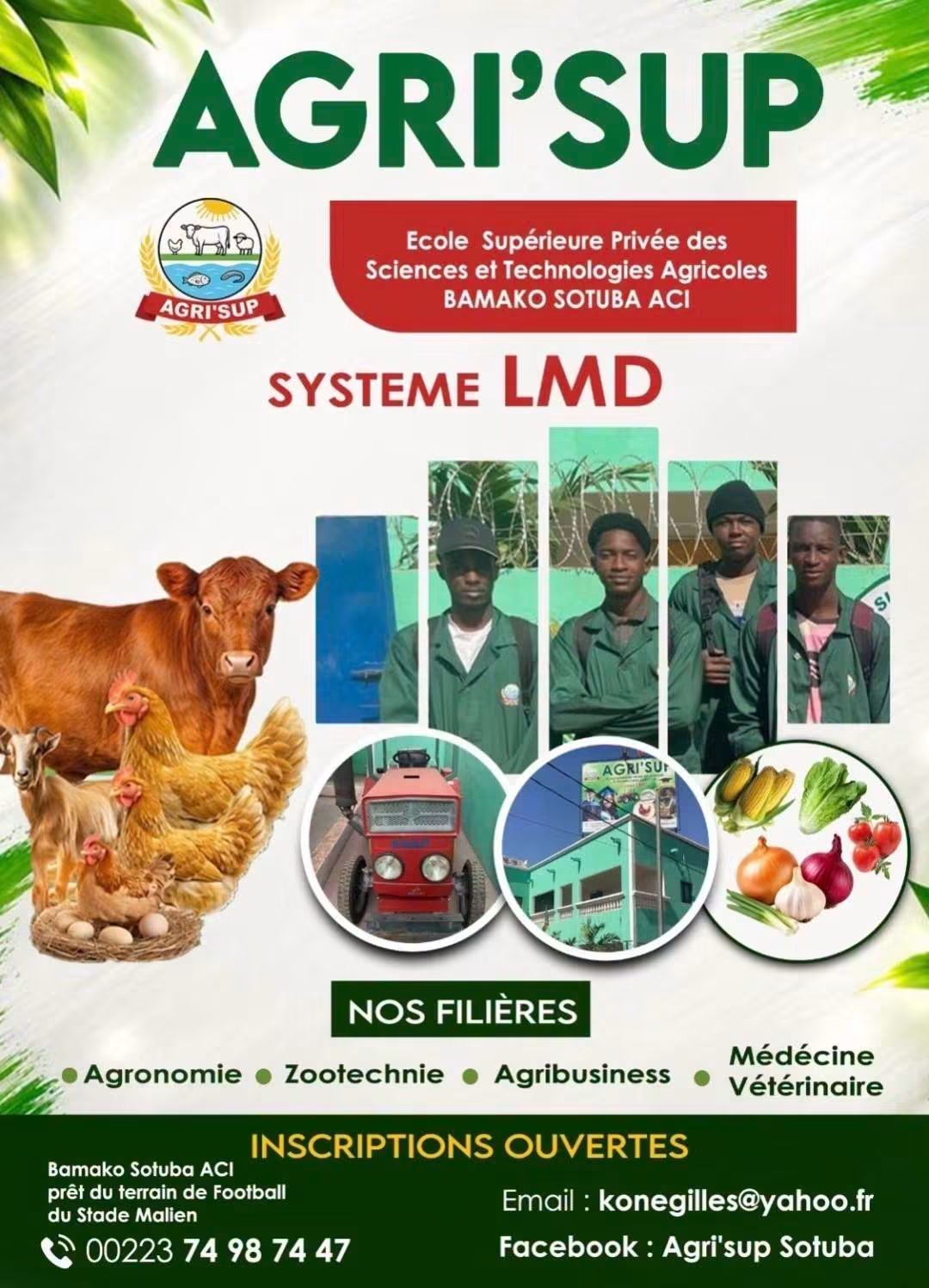 Affiche « Inscriptions ouvertes » : système LMD et filières d'AGRI'SUP